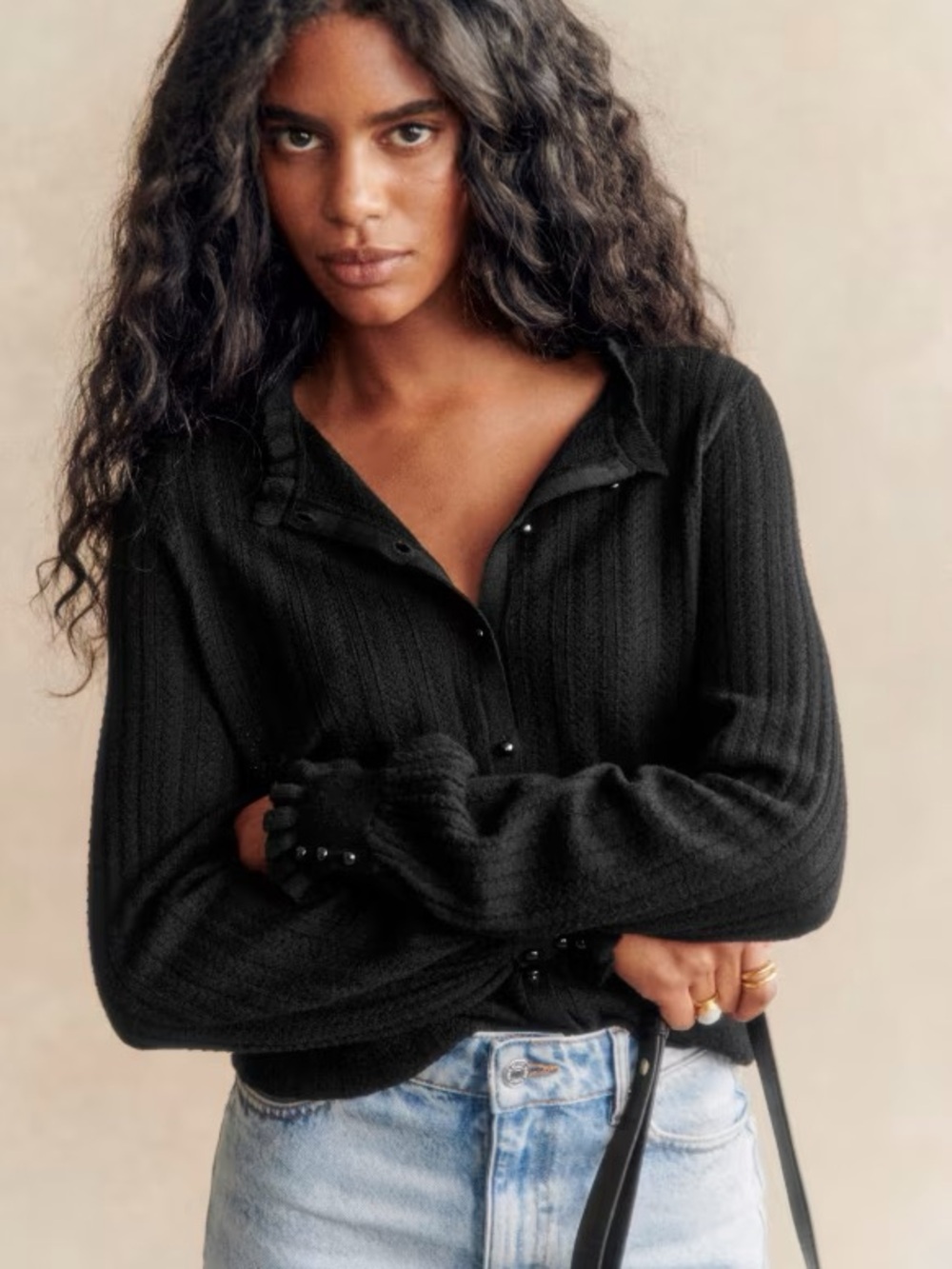 NWT Sézane Louis Cardigan in Black Size XS